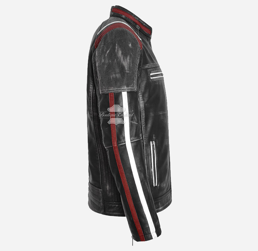 NOMADIC Waxed Vintage Biker Leather Jacket for Men