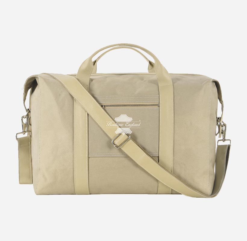 Large Canvas Travel Weekend Bag Leather Strap Duffle Bag