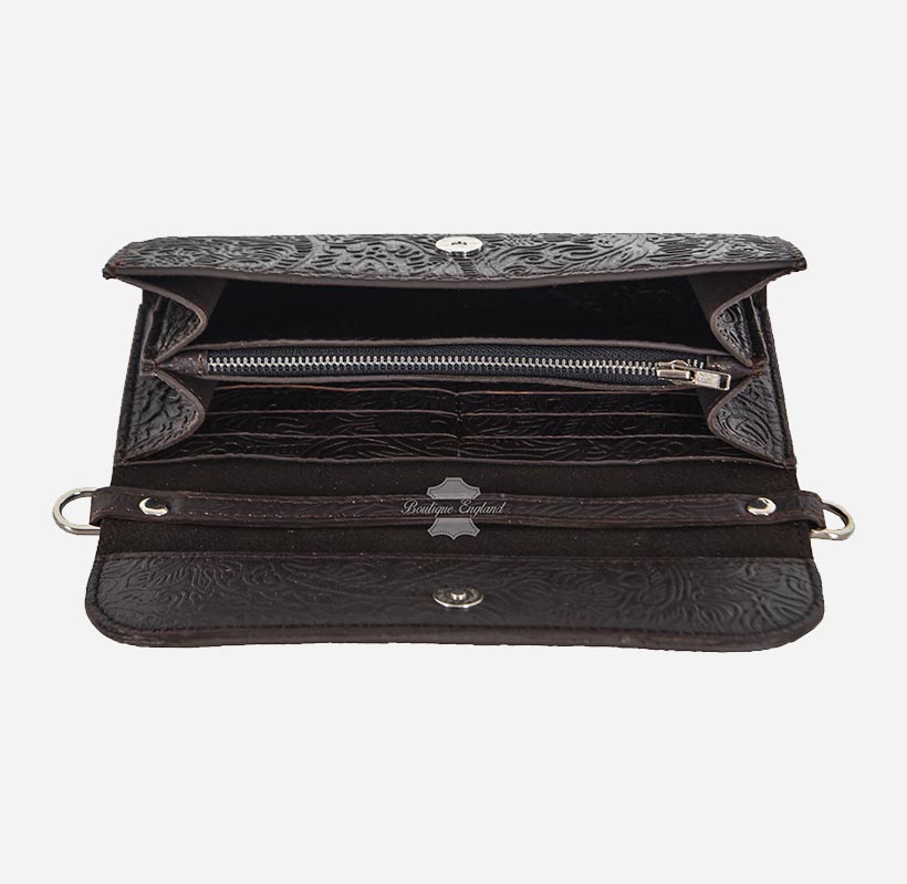Women Slim Cross Body Bag Clutch Floral Embossed
