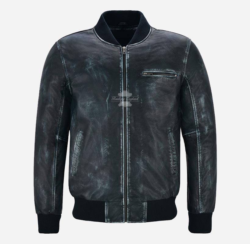 70'S Classic Leather Bomber Jacket For Men's Retro Varsity Jacket