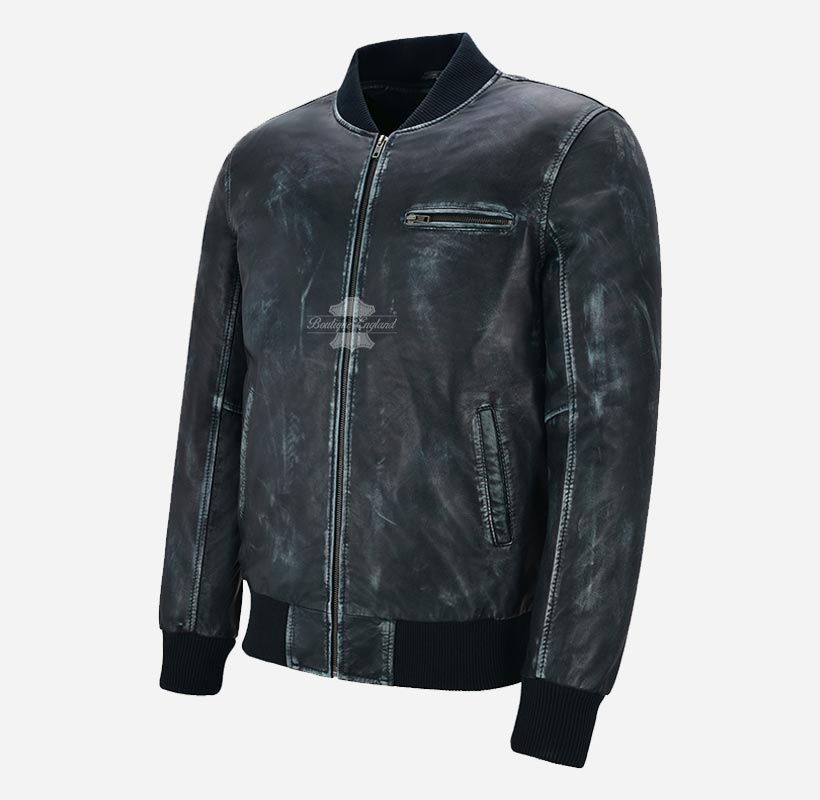 70'S Classic Leather Bomber Jacket For Men's Retro Varsity Jacket