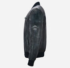 70'S Classic Leather Bomber Jacket For Men's Retro Varsity Jacket