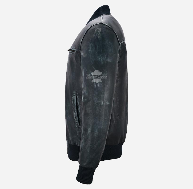 70'S Classic Leather Bomber Jacket For Men's Retro Varsity Jacket