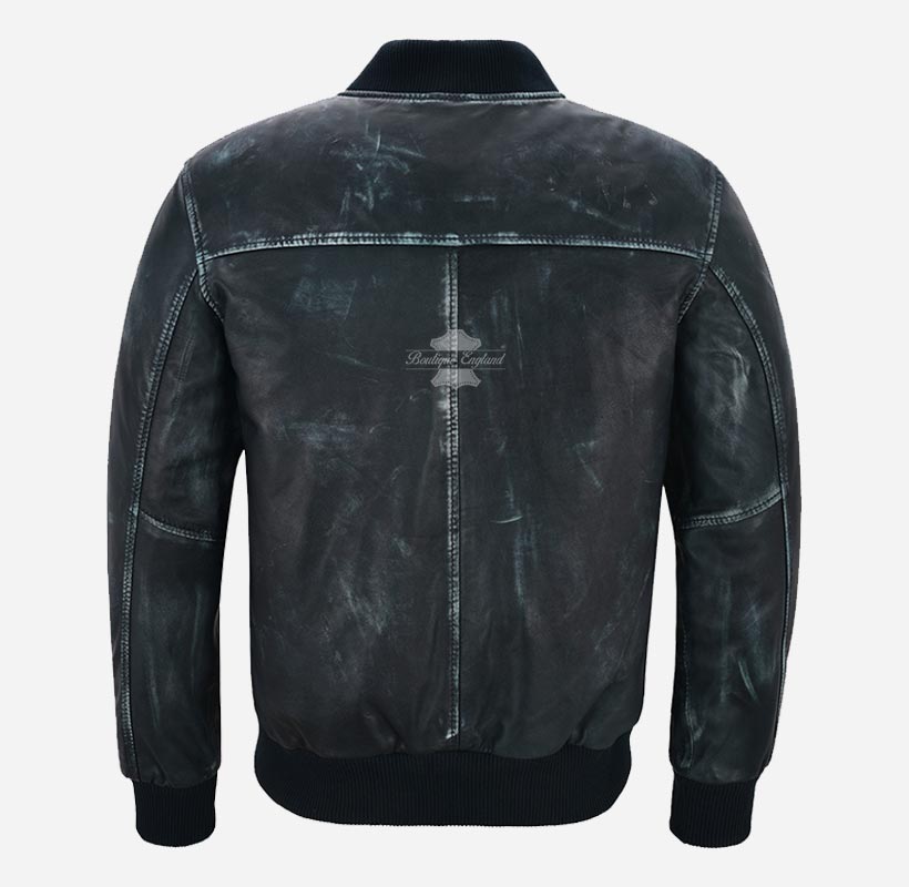 70'S Classic Leather Bomber Jacket For Men's Retro Varsity Jacket