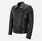LOOPER Men's Black Leather Jacket Vintage Style Leather Jacket