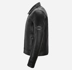 LOOPER Men's Black Leather Jacket Vintage Style Leather Jacket