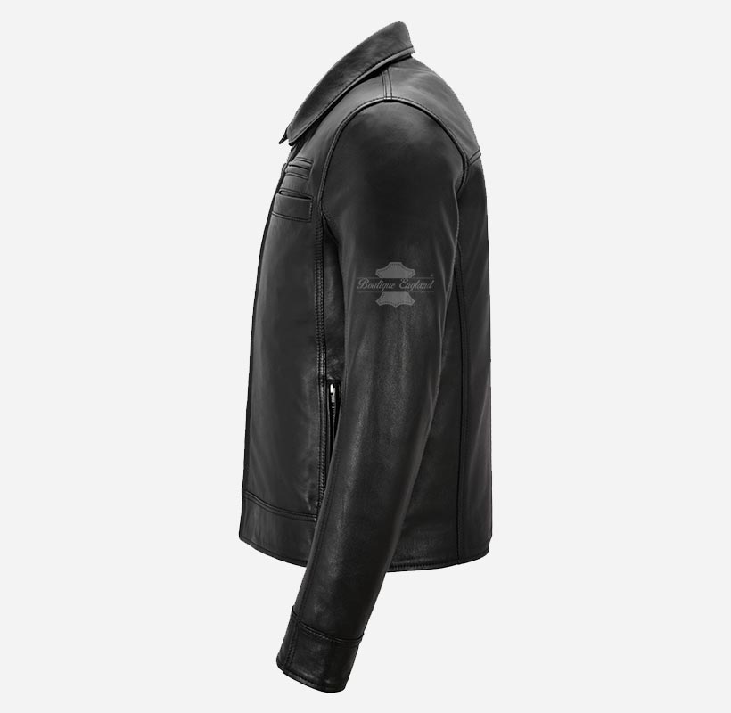 LOOPER Men's Black Leather Jacket Vintage Style Leather Jacket
