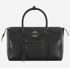 Large Leather Holdall Black - Weekend Duffel Travel Gym Bag