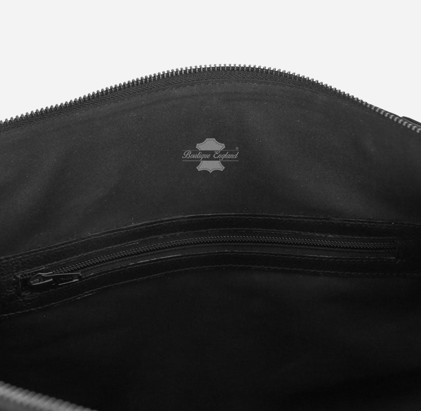 Large Leather Holdall Black - Weekend Duffel Travel Gym Bag