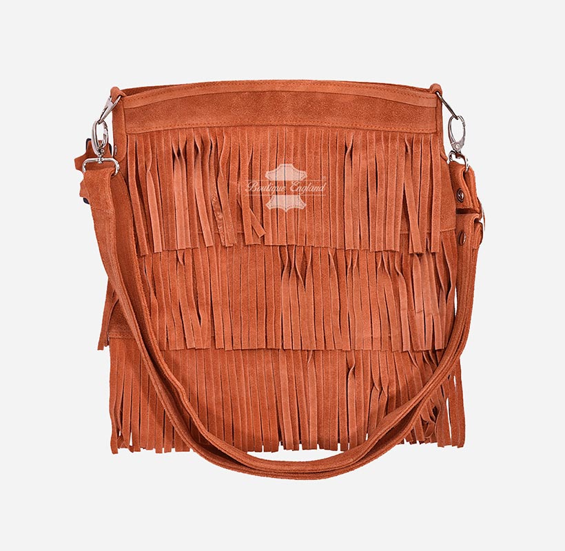 Ladies Messenger Bag Tassel Fringe Cross Body Shoulder Suede Bag