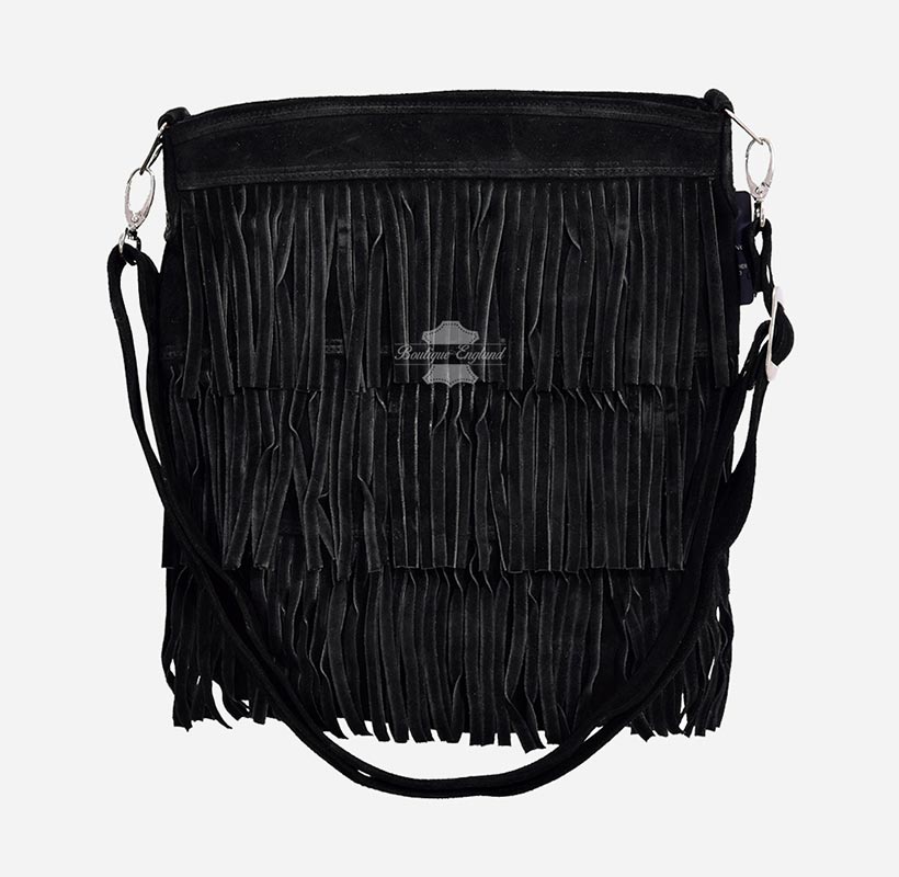 Ladies Messenger Bag Tassel Fringe Cross Body Shoulder Suede Bag