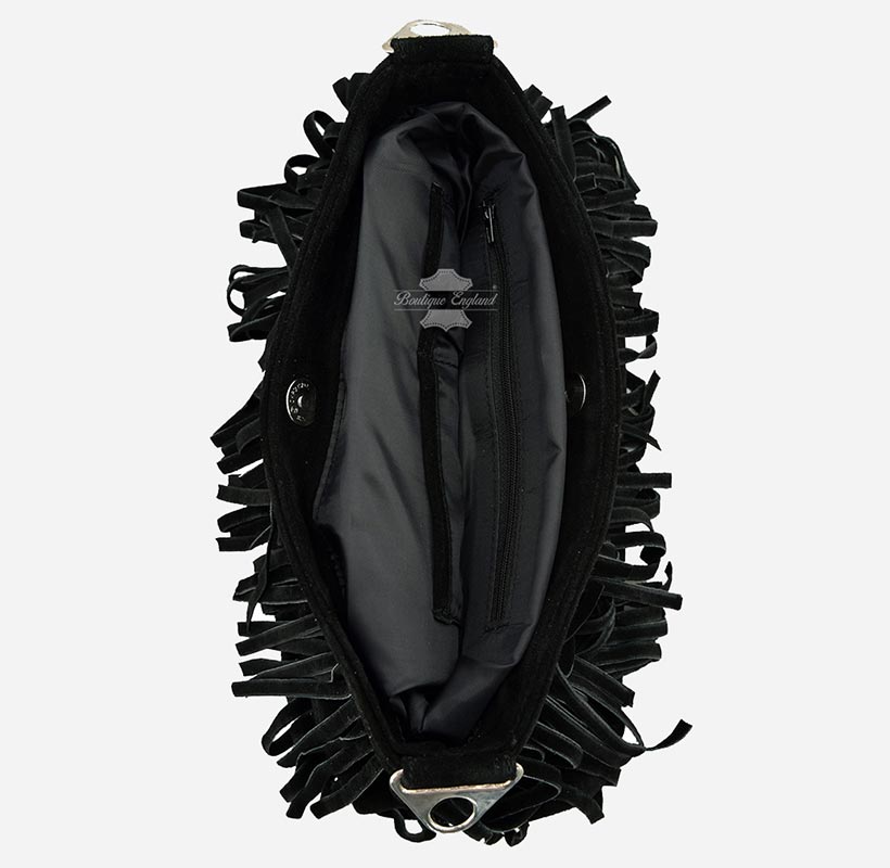 Ladies Messenger Bag Tassel Fringe Cross Body Shoulder Suede Bag