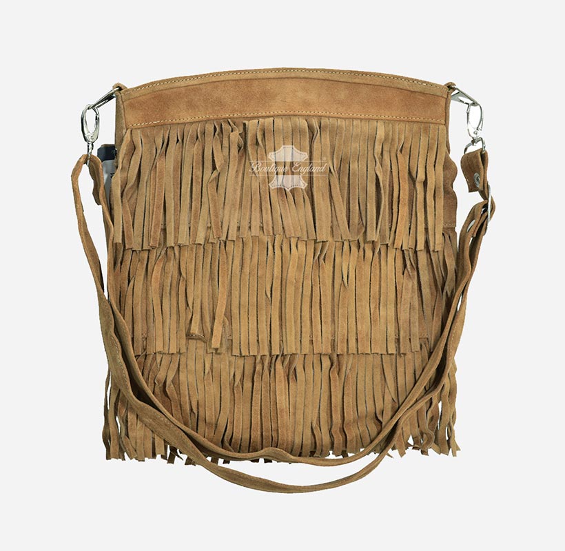 Ladies Messenger Bag Tassel Fringe Cross Body Shoulder Suede Bag