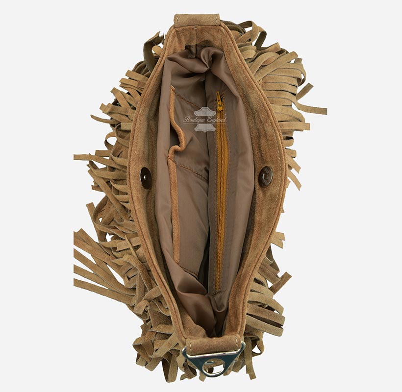 Ladies Messenger Bag Tassel Fringe Cross Body Shoulder Suede Bag