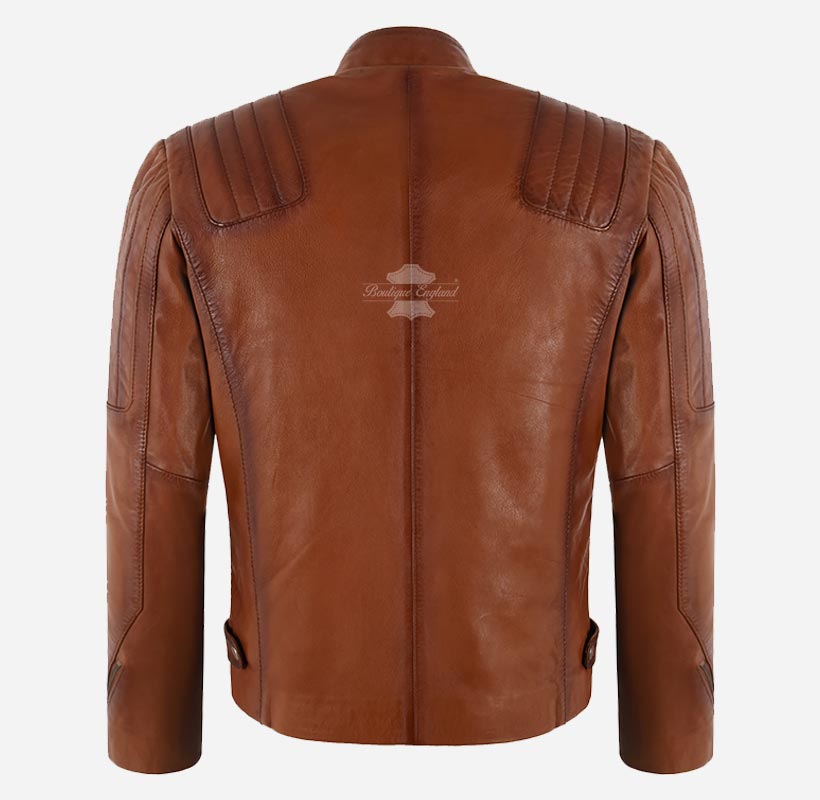 TREY Men's Leather Biker Jacket Soft Sheep Napa Leather Jacket