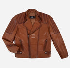 TREY Men's Leather Biker Jacket Soft Sheep Napa Leather Jacket