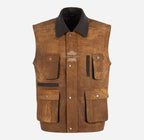 KOBON Men's Tan Leather Vest Leather Fisherman Gilet