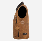 KOBON Men's Tan Leather Vest Leather Fisherman Gilet