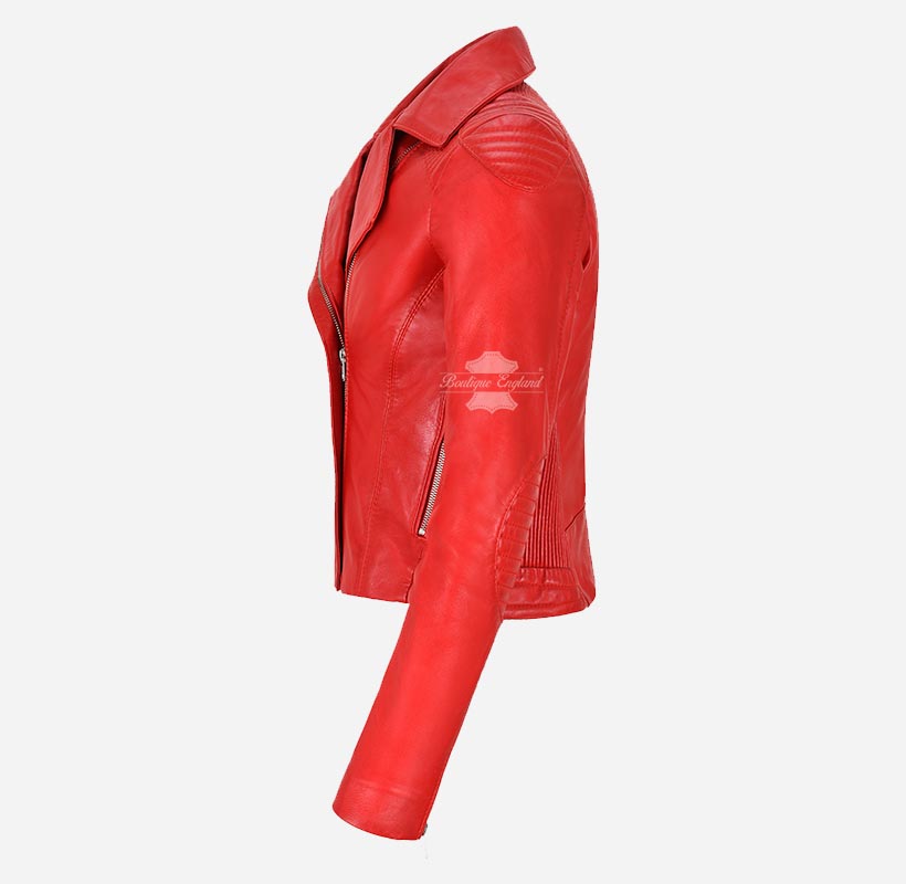 BLUSH BREEZE Ladies Leather Biker Jacket Soft Leather Fashion Jacket