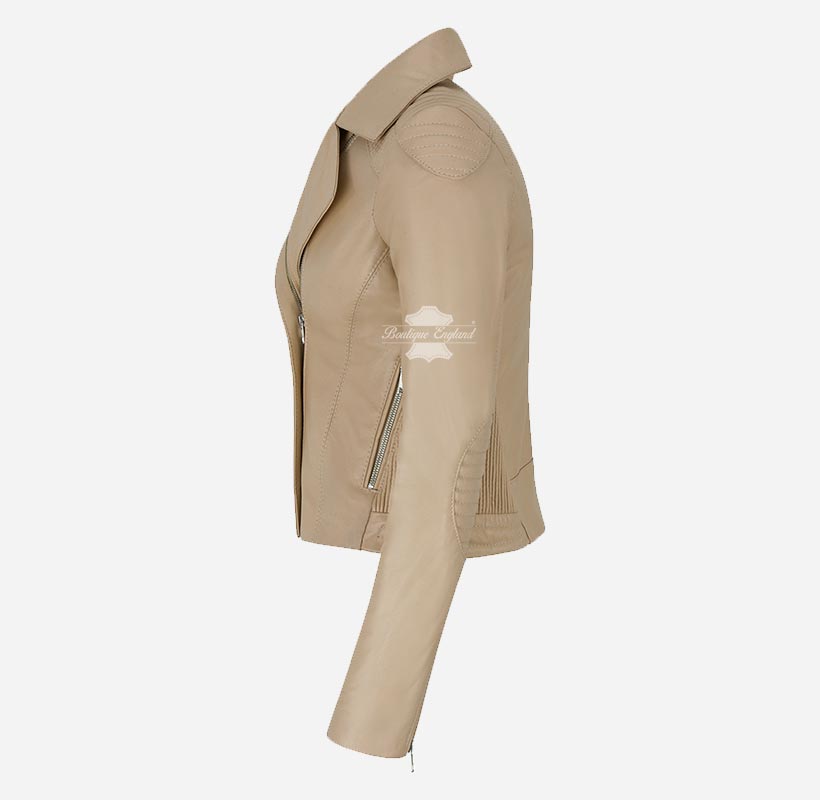 BLUSH BREEZE Ladies Leather Biker Jacket Soft Leather Fashion Jacket