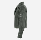 CLARION Women Double Breasted Short Leather Blazer Jacket