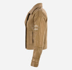 CLARION Women Double Breasted Short Leather Blazer Jacket