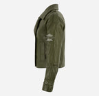 CLARION Women Double Breasted Short Leather Blazer Jacket