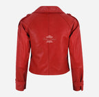 CLARION Women Double Breasted Short Leather Blazer Jacket