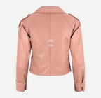 CLARION Women Double Breasted Short Leather Blazer Jacket