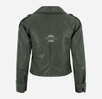 CLARION Women Double Breasted Short Leather Blazer Jacket