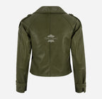 CLARION Women Double Breasted Short Leather Blazer Jacket