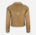 CLARION Women Double Breasted Short Leather Blazer Jacket