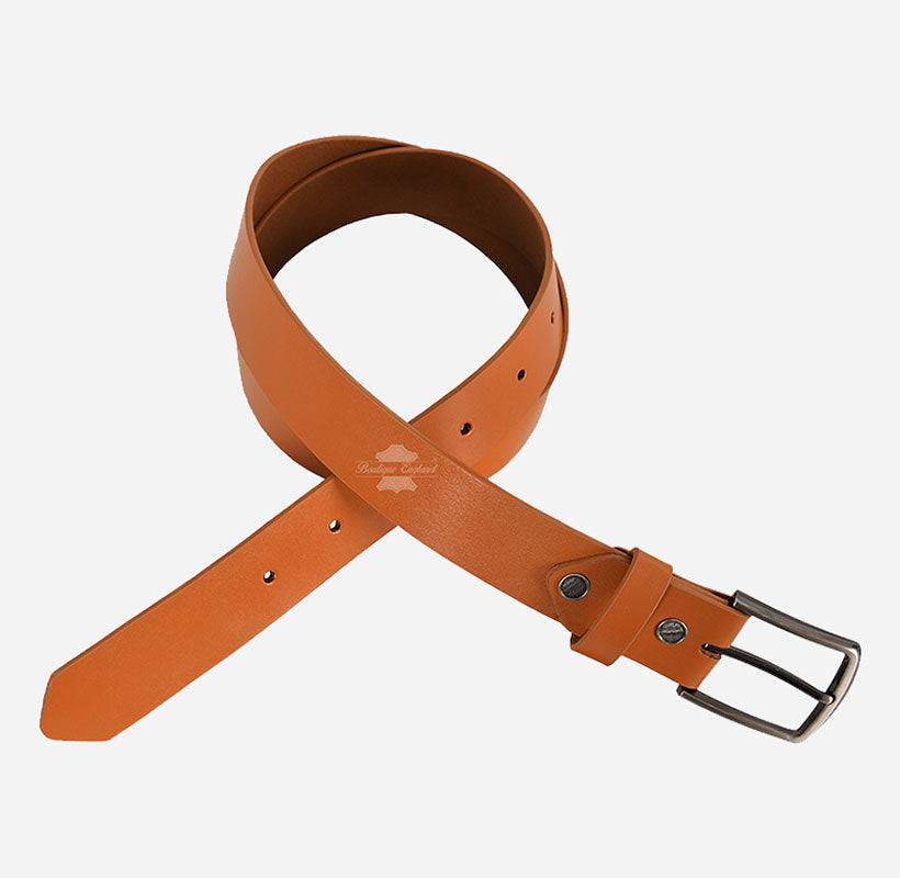 Men's Leather Belt Tan Casual Leather Belt