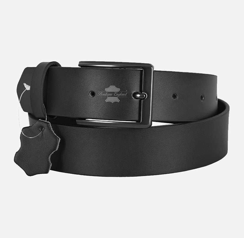 Men's Matte Black Leather Belt