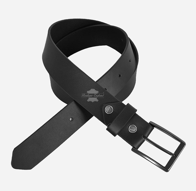 Men's Matte Black Leather Belt