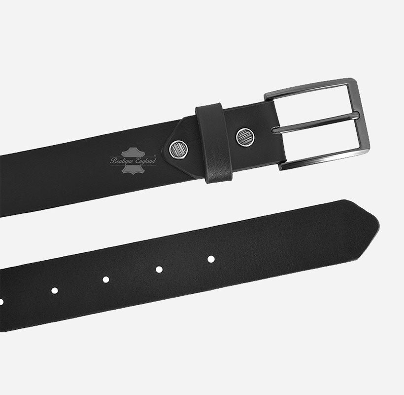 Men's Matte Black Leather Belt