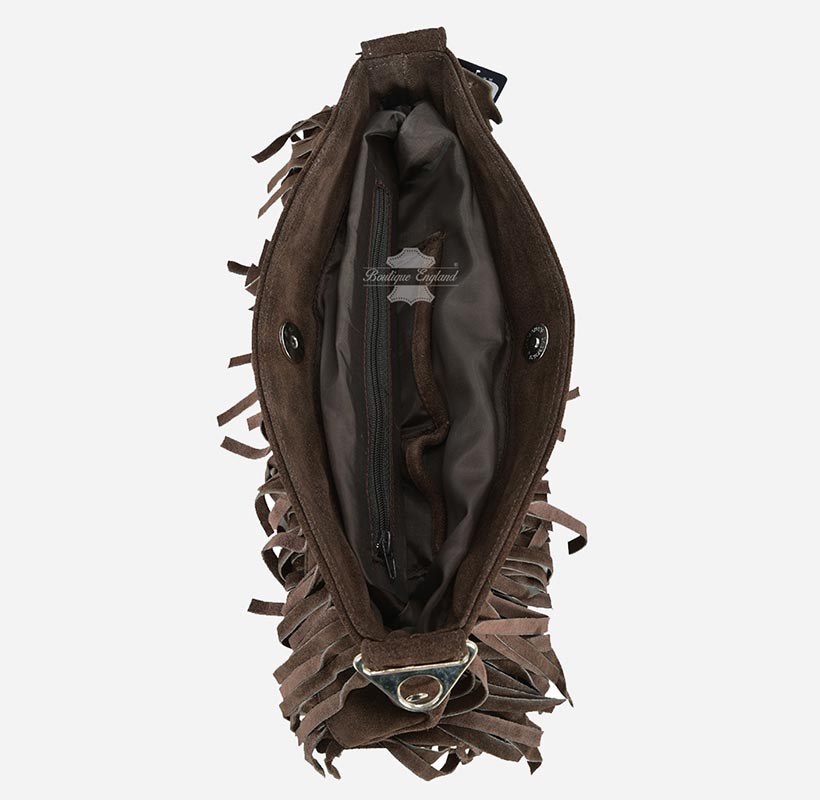 Ladies Messenger Bag Tassel Fringe Cross Body Shoulder Suede Bag