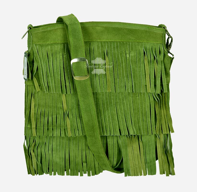 Ladies Messenger Bag Tassel Fringe Cross Body Shoulder Suede Bag