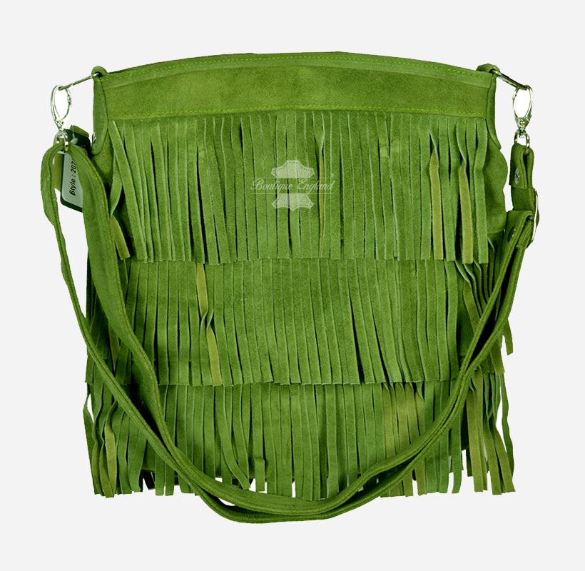 Ladies Messenger Bag Tassel Fringe Cross Body Shoulder Suede Bag