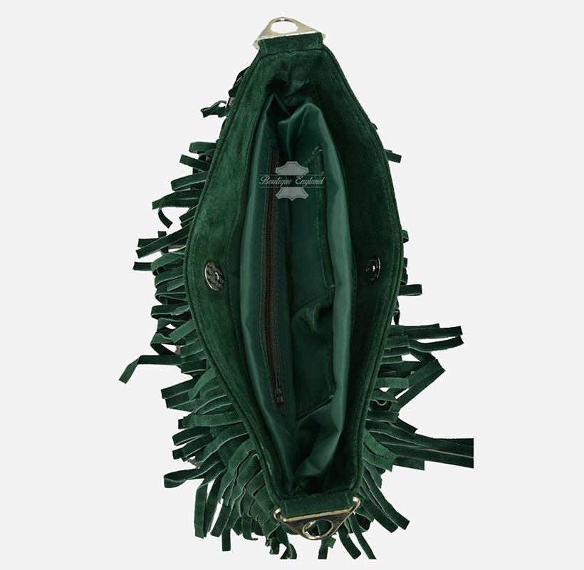 Ladies Messenger Bag Tassel Fringe Cross Body Shoulder Suede Bag