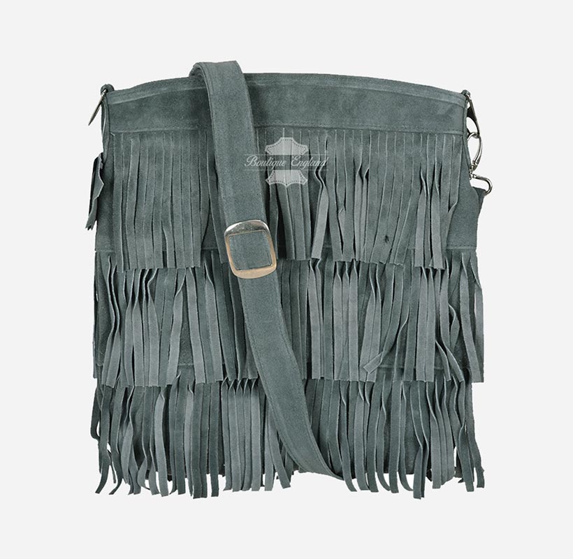 Ladies Messenger Bag Tassel Fringe Cross Body Shoulder Suede Bag