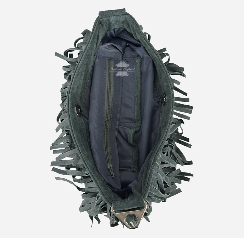 Ladies Messenger Bag Tassel Fringe Cross Body Shoulder Suede Bag