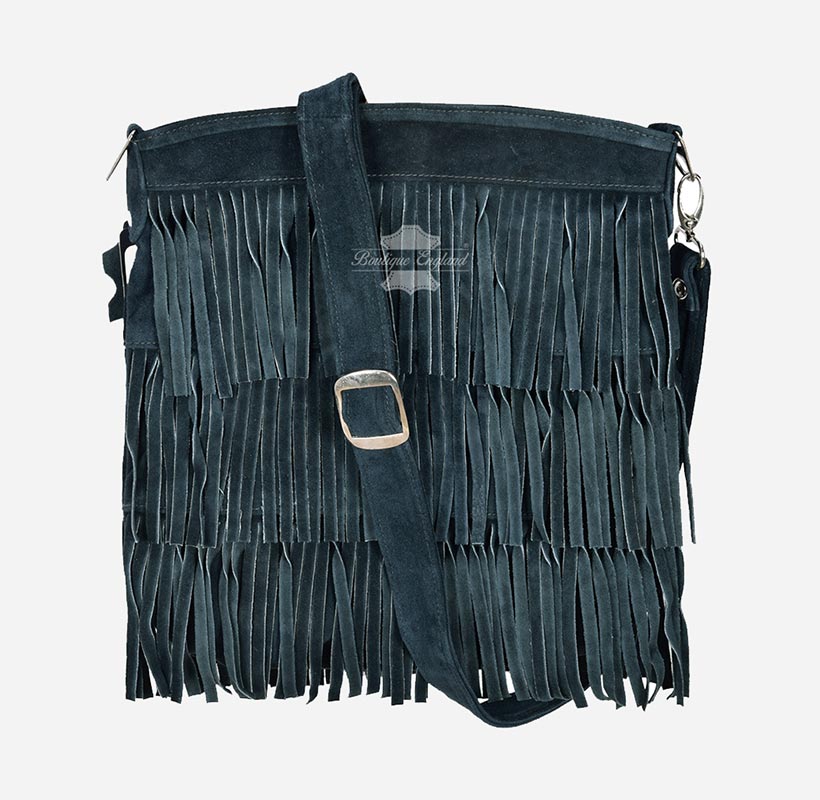 Ladies Messenger Bag Tassel Fringe Cross Body Shoulder Suede Bag