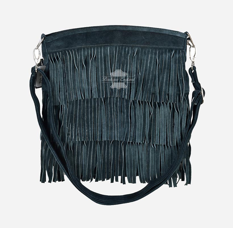 Ladies Messenger Bag Tassel Fringe Cross Body Shoulder Suede Bag