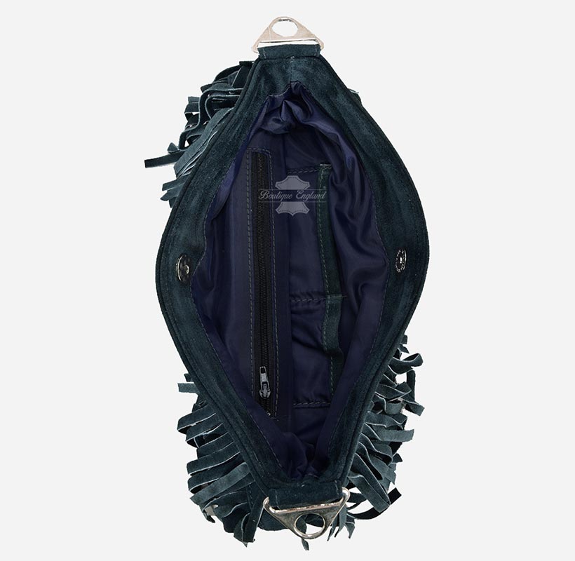 Ladies Messenger Bag Tassel Fringe Cross Body Shoulder Suede Bag