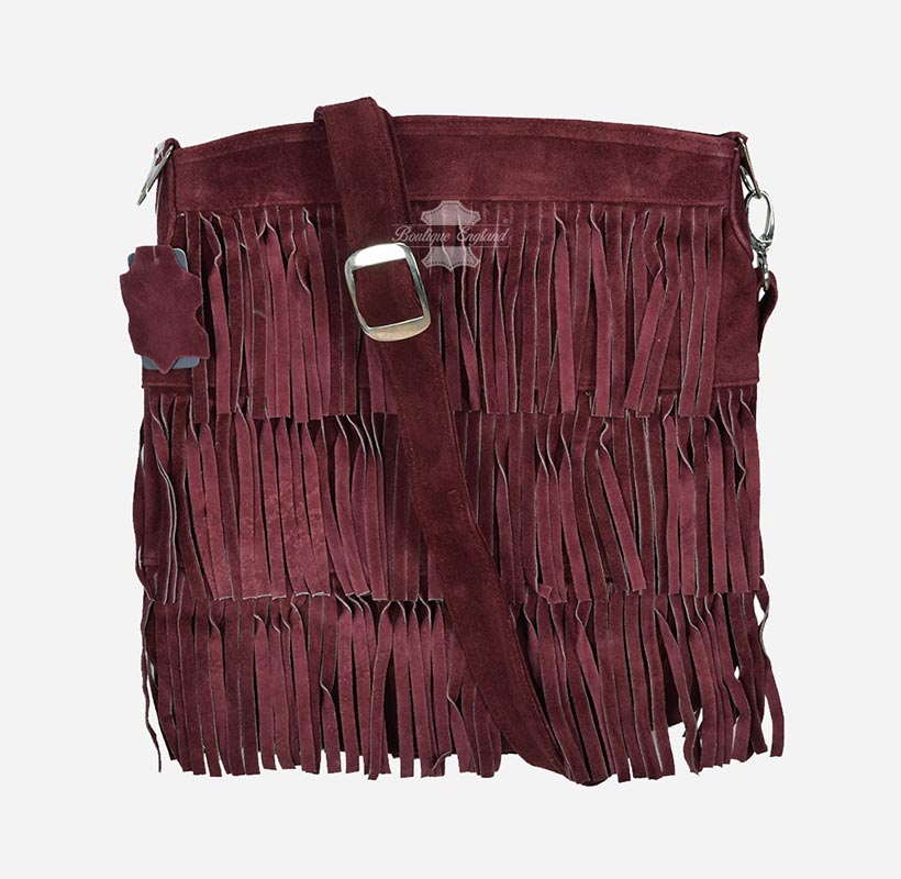 Ladies Messenger Bag Tassel Fringe Cross Body Shoulder Suede Bag