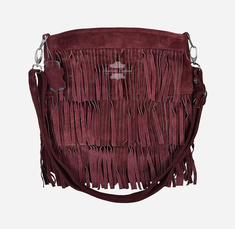 Ladies Messenger Bag Tassel Fringe Cross Body Shoulder Suede Bag