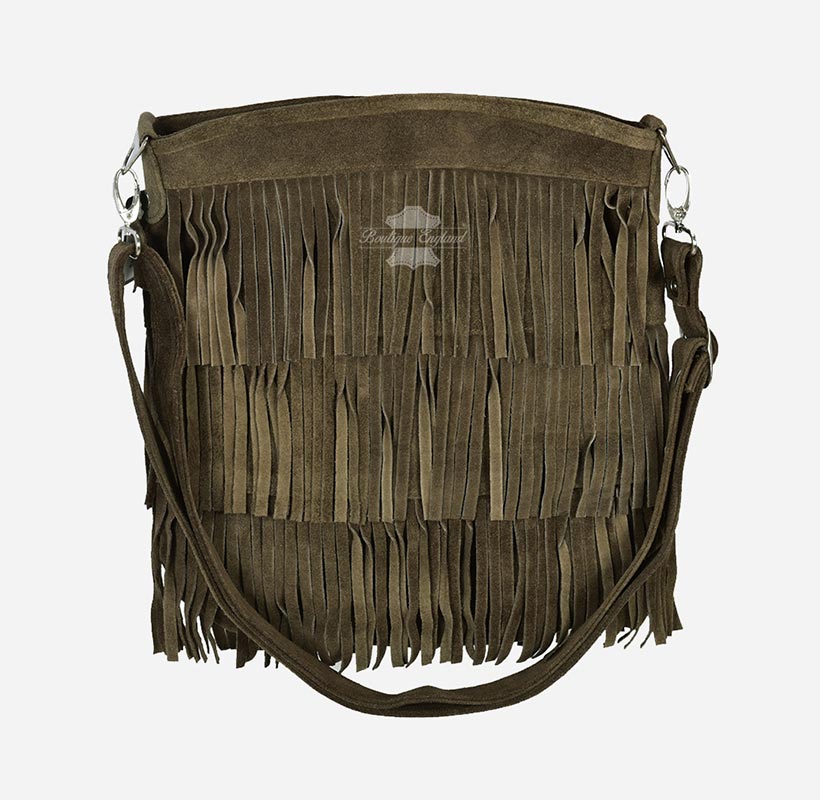 Ladies Messenger Bag Tassel Fringe Cross Body Shoulder Suede Bag