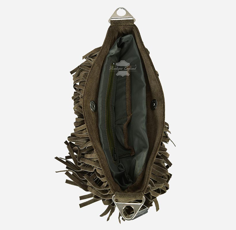 Ladies Messenger Bag Tassel Fringe Cross Body Shoulder Suede Bag