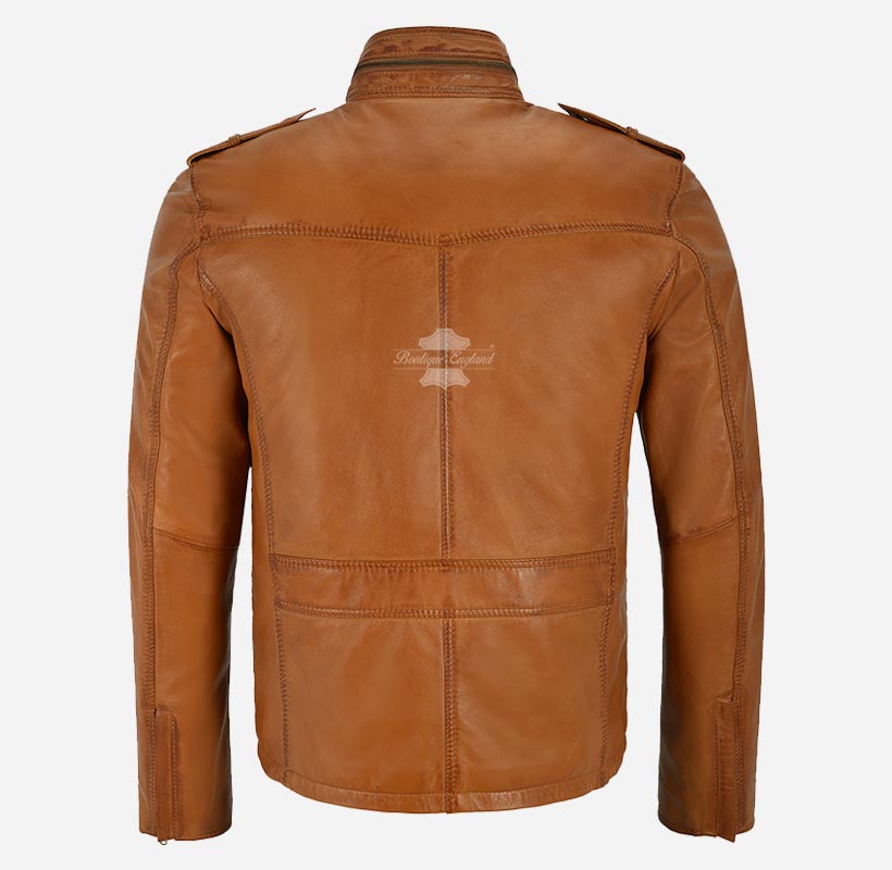 VORTEX Men's Leather Jacket Safari Style Leather Jacket